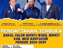 DPD Partai NasDem MUBA Tutup Penjaringan Bakal Calon Bupati/Wakil Bupati MUBA Priode 2024-2029