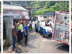Polsek Caringin Bersama Unit Laka Lakukan Penanganan Kecelakaan Lalu Lintas di Jalan Alternatif Veteran II, Caringin Gagal Fungsi Rem Truk