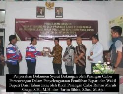 Siap Mengabdi Membangun Untuk Masyarakat Dairi, Pasangan Rimso Barita Serahkan Syarat Dukungan Balon Calon Bupati Wakil Bupati Jalur Independen ke KPU