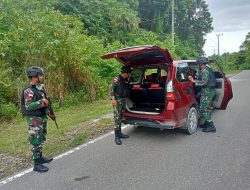 *Cegah Peredaran Barang Ilegal, Satgas Yonif 122/TS Gelar Pemeriksaan di Perbatasan Indonesia – Papua Nugini