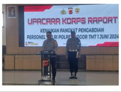 Kapolres Bogor Pimpin Langsung Upacara Kenaikan Pangkat Pengabdian Untuk Pers Polres Bogor