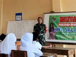 SERDA DIKUN,Babinsa Desa Karangsari,edukasi MTS Salafiyah,tentang PBB dan Kedisiplinan