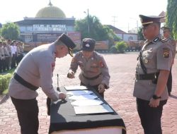 Kapolres Muba Pimpin Upacara Sertijab Kasat Tahti, Kapolsek Tungkal Jaya dan Sungai Keruh