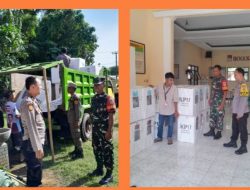 SINERGITAS TNI POLRI WILAYAH HUKUM POLSEK RUMPIN PENDISTRIBUSIAN LOGISTIK KOTAK KERTAS DAN BILIK SUARA 