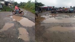 Warga Peninggalan Keluhkan Jalan Pasar Penuh Lubang dan Genangan, Dinilai Membahayakan Pengguna Jalan
