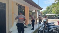 Sambut HUT Bhayangkara Ke- 80, Polsek Sukamulia Cat Bersihkan Mako