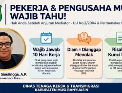 Disnakertrans Muba Tegaskan Kepastian Hukum Perselisihan Industrial, Pekerja dan Pengusaha Diminta Pahami Batas Waktu Anjuran Mediator