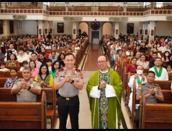 Minggu Kasih di Gereja Santa Maria Mataram, Wakapolda NTB Ajak Keluarga dan Tokoh Agama Pelihara Kamtibmas